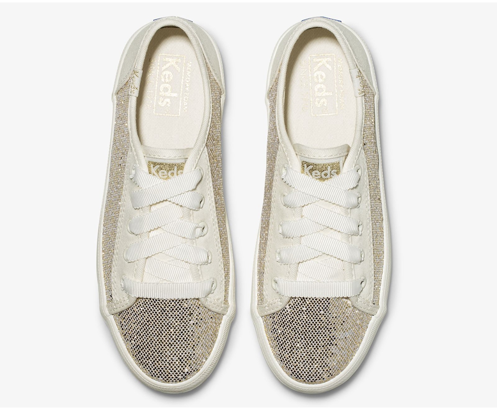 Keds Sneaker Kinder Weiß - Kickstart Metallic Sparkle - QRS-948701